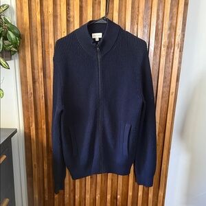 CLUB MONACO Full Zip Ribbed Classic 100% Merino Wool Sweater. M